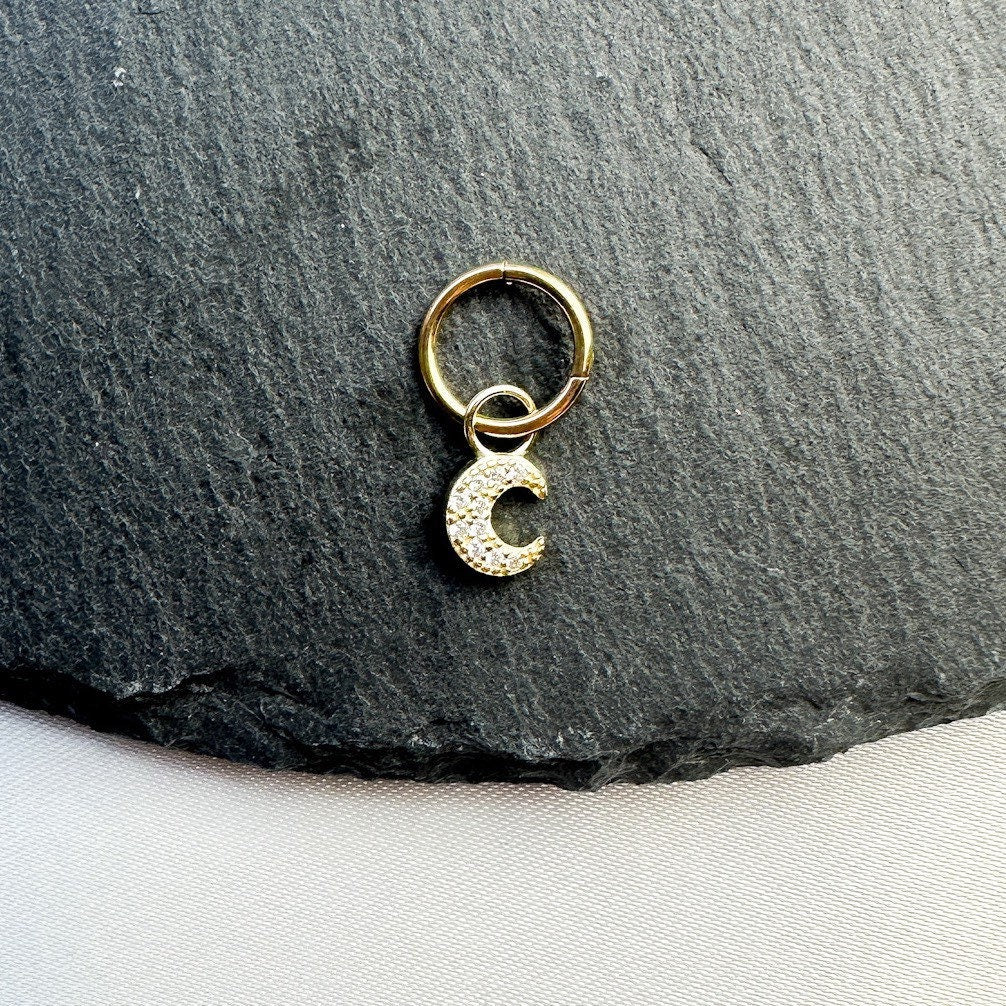 16g 14g Dainty Crescent Moon Hoop Belly Ring, Stainless steel silver or gold, belly piercings, 8mm or 10mm, Hoop Piercing, belly hoop