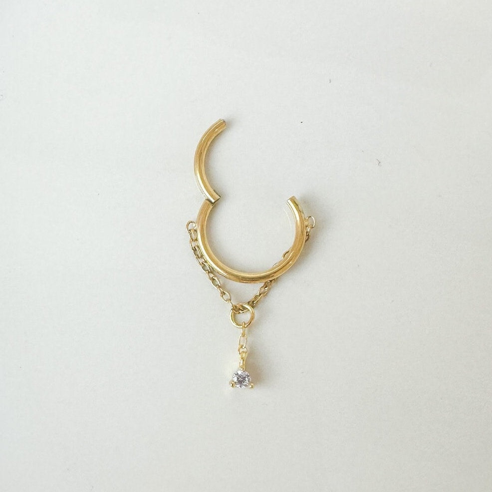 16g 18g 6mm 8mm 10mm 12mm Vera Dangle Charm F136 Titanium Chain Hoop, conch hoop, gold hoop, silver hoop, helix hoop, conch piercing