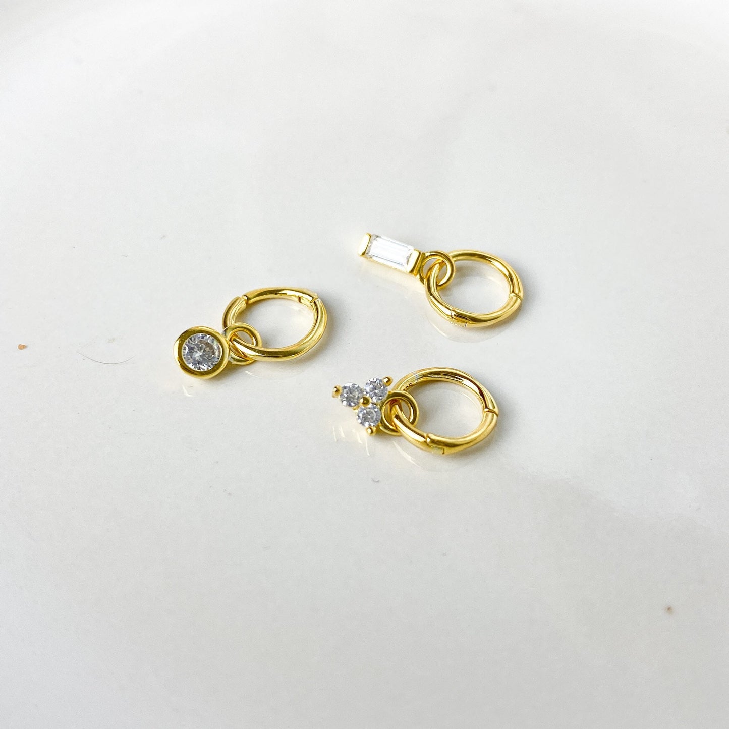 Dainty Single Round CZ sterling silver, 18k gold plated rook hoop, rook huggie, hoop huggies, cartilage piercing, cartilage earrings