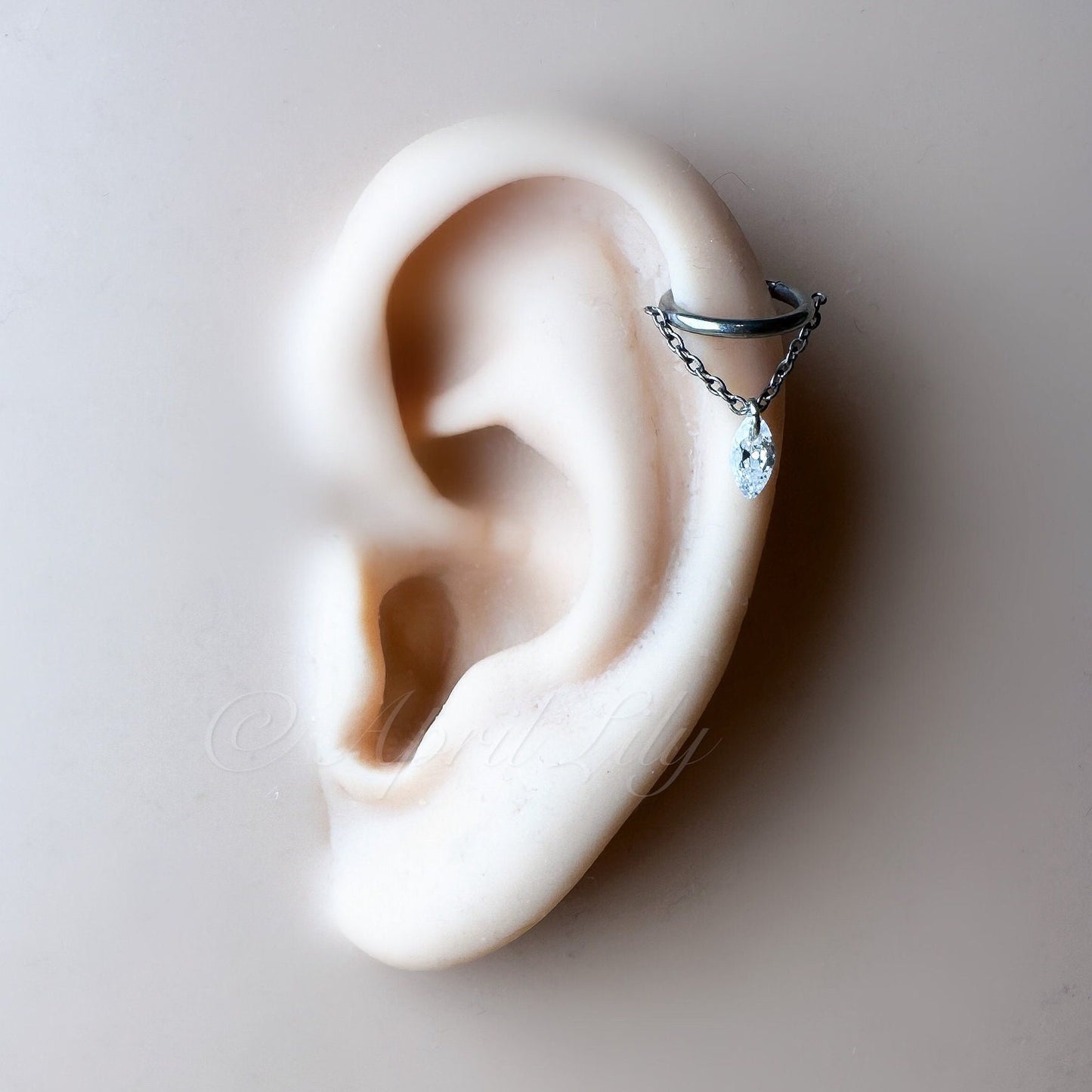 16g 18g 6mm 8mm 10mm 12mm Floating Marquise CZ Cecil Charm Implant Grade F136 Titanium Chain Conch Hoop, helix hoop, gold hoop, silver hoop