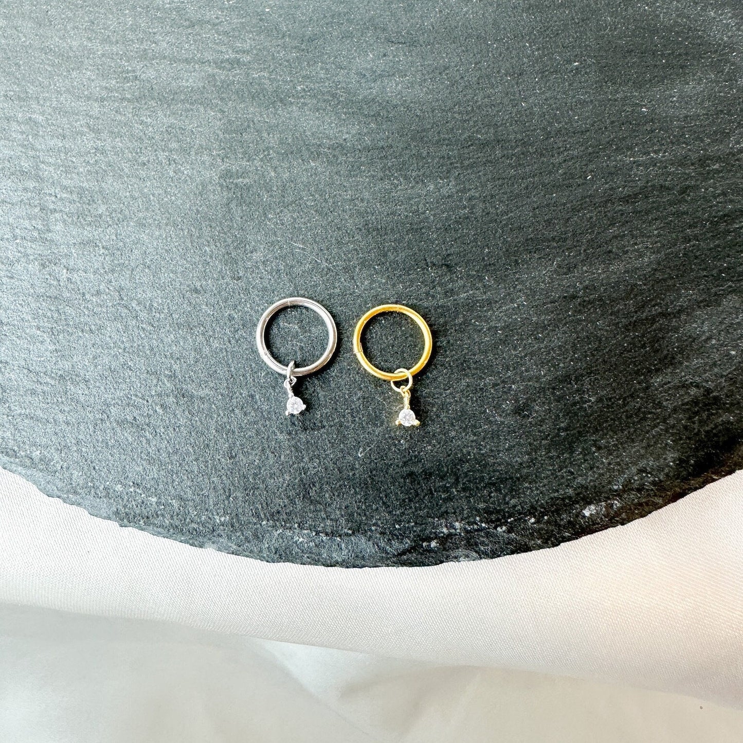 Tiny CZ G23 Titanium Chain Hoop septum ring piercing F128 titanium ring hoop cartilage piercing, conch hoop, nose ring