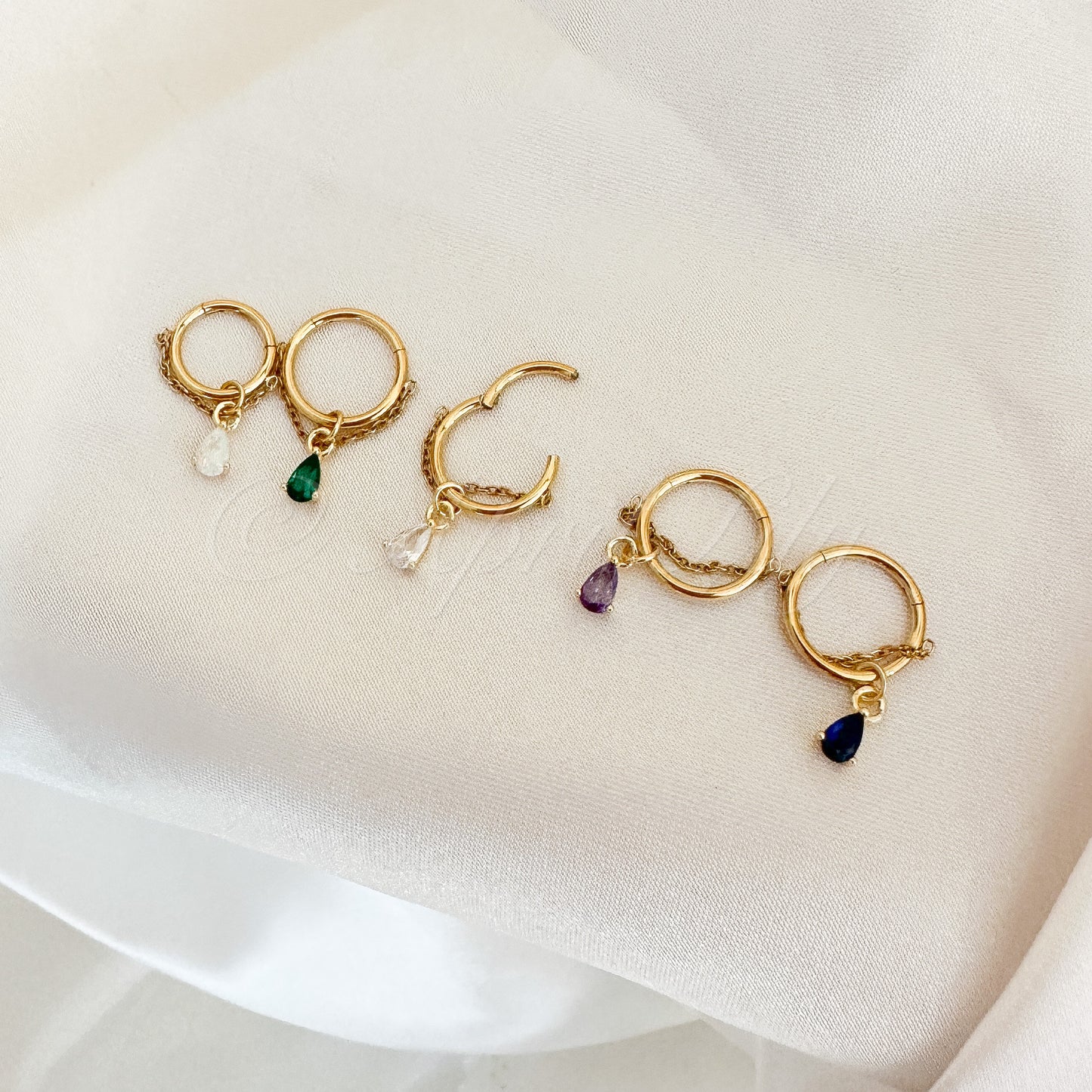 16g 18g 6mm 8mm 10mm 12mm Diamond CZ Cleo Charm Implant Grade F136 Titanium Chain Gem Hoop conch, helix hoop, gold hoop, silver hoop