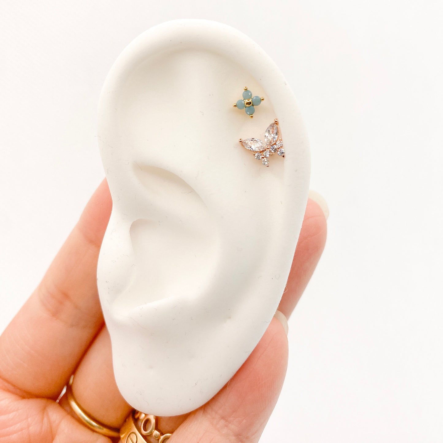 Mini monarch butterfly stud, butterfly earrings, 16 gauge, surgical steel piercing, helix earrings, conch jewelry