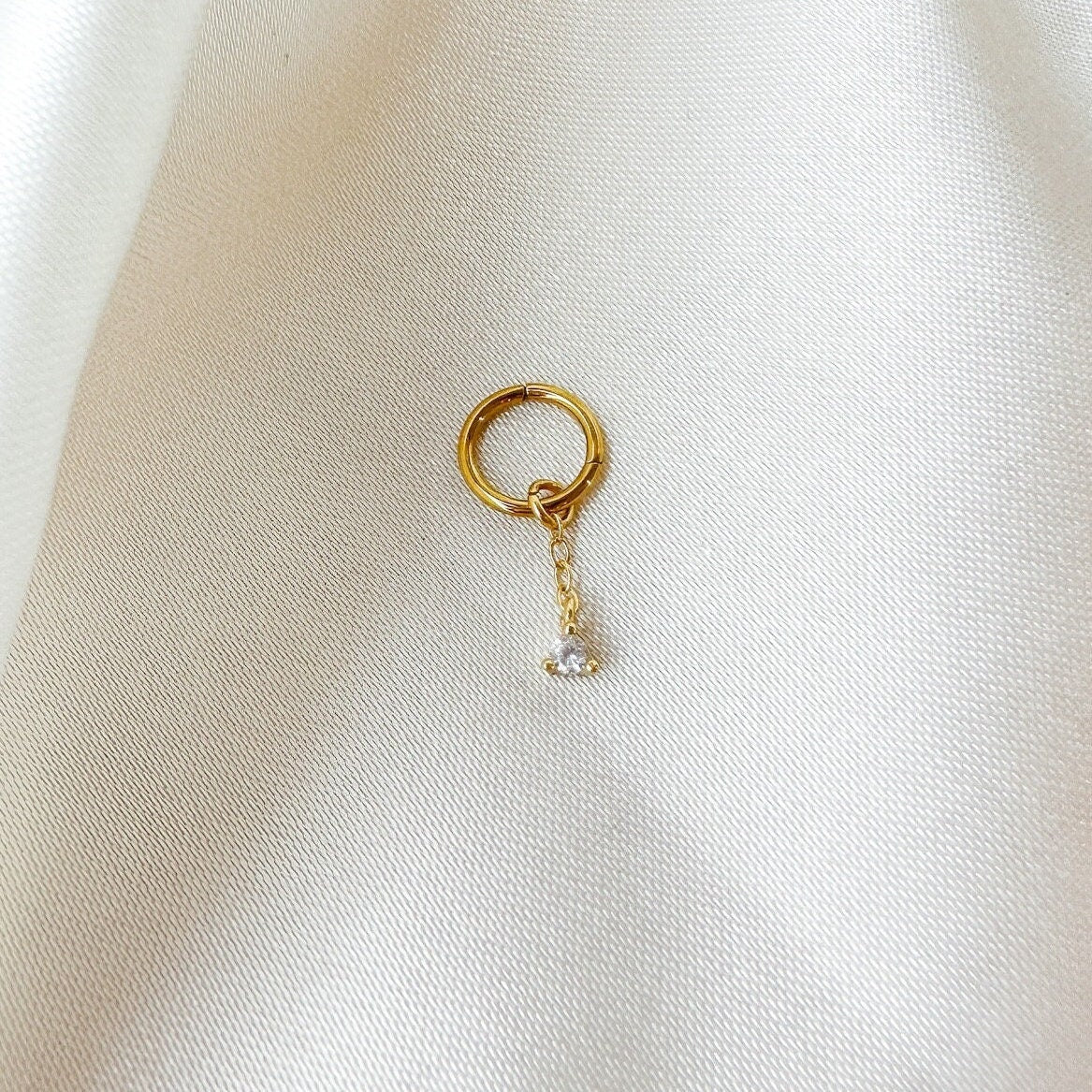 16g 18g Dainty Tiny CZ Dangle Rook Piercing, stainless steel rook hoop, cartilage piercing, helix hoop, helix piercing, helix hoop charm 6mm