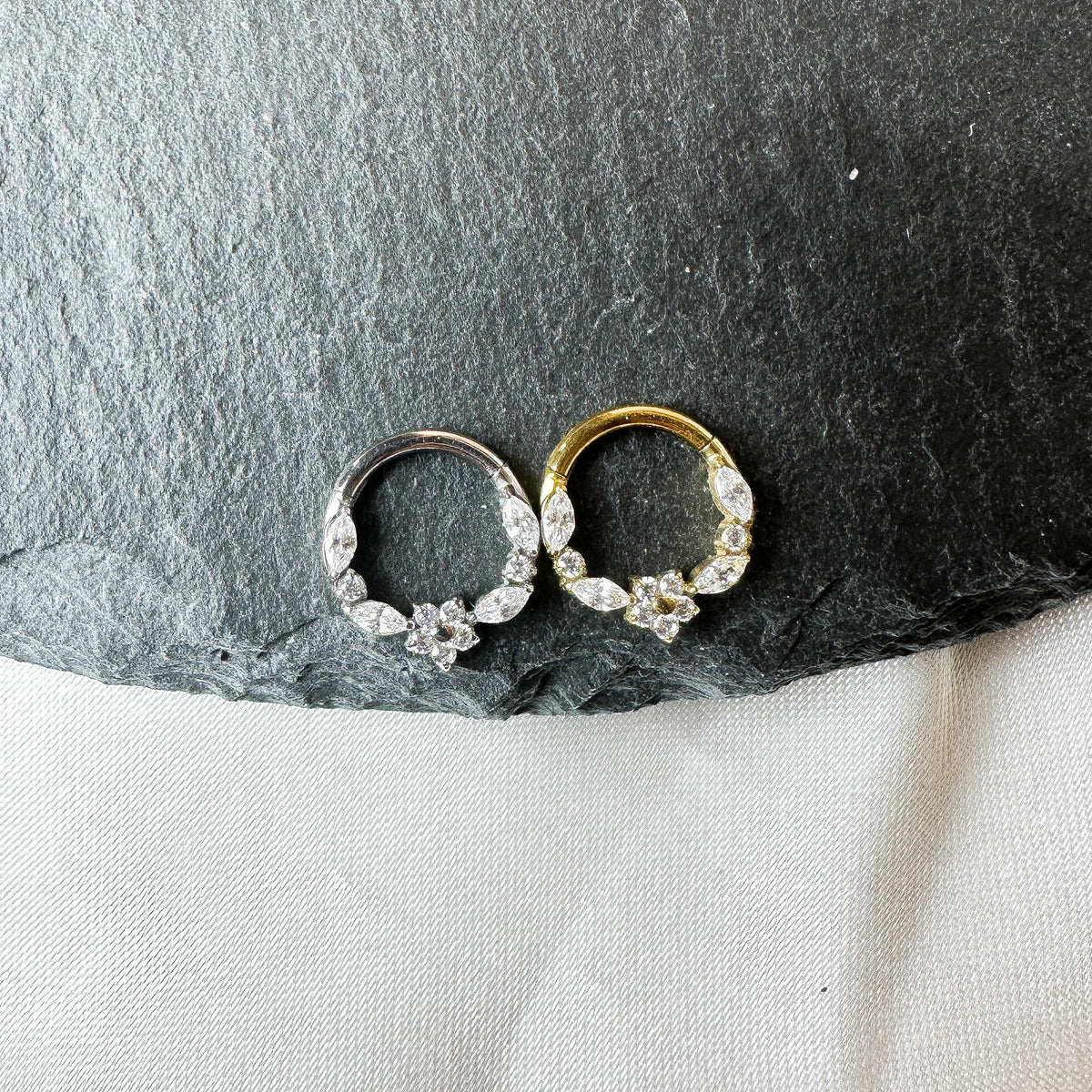 F136 titanium mini blossom daith hoop, daith huggie, hoop huggies, cartilage piercing, helix hoops, septum ring, nose ring 8mm 16g