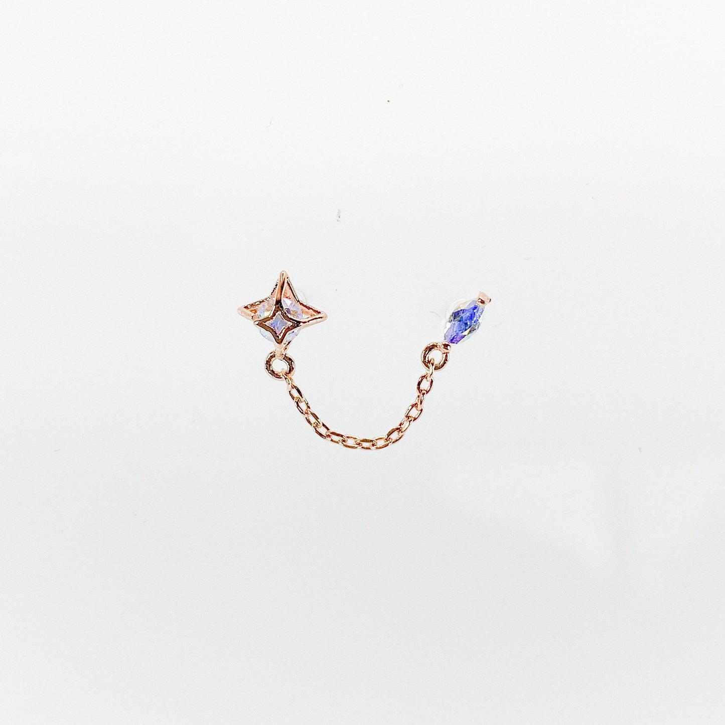 Dainty cz North Star double piercing earrings, earrings, 16 gauge piercings, star earrings, two lobe piercing