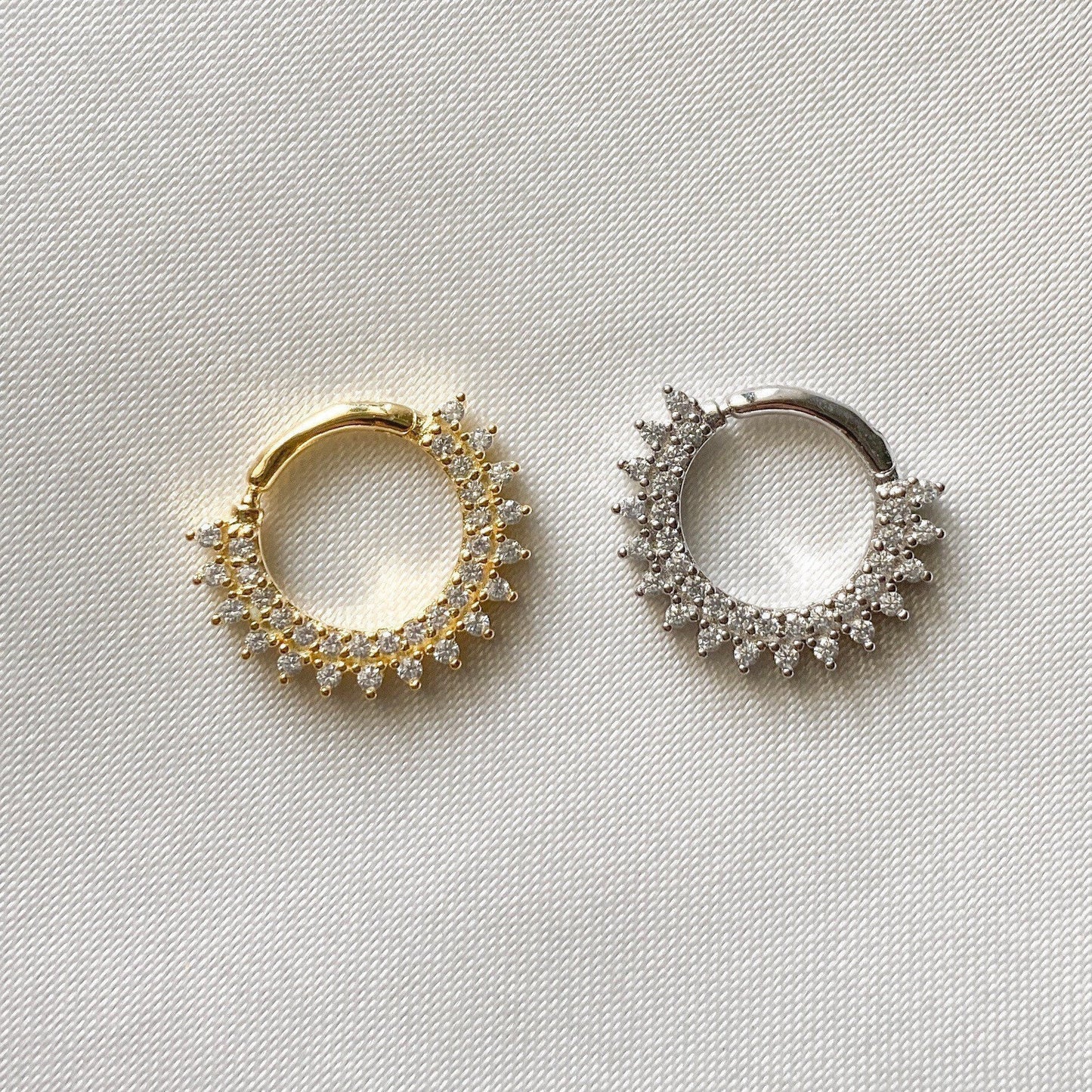 Turquoise 18k gold plated sterling silver daith hoop, elegant cz daith huggies, cartilage piercing, cartilage earrings, helix hoops