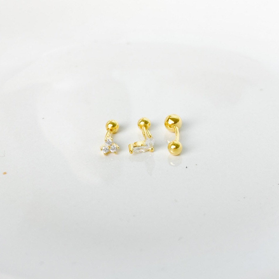 Dainty simple 18G Curved Bar Rook Piercing, 18k gold plated rook hoop, tragus piercing, helix piercing, cartilage piercing