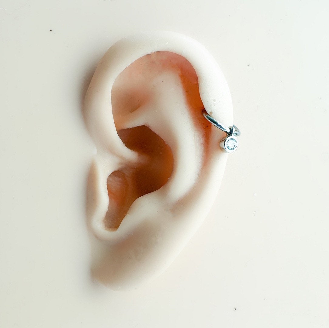 16G 18G Minimalist Circle CZ Stainless Steel Cartilage Hoop Earrings, rook huggie, hoop huggies, tiny hoops, helix hoops, small hoops