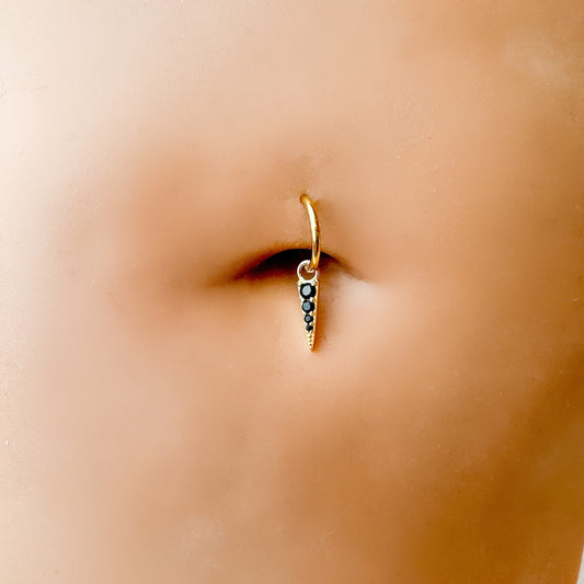16g 14g Dainty Onyx Spike Hoop Belly Ring, Stainless steel silver or gold, belly piercings, 8mm, 10mm, Hoop Piercing, belly hoop