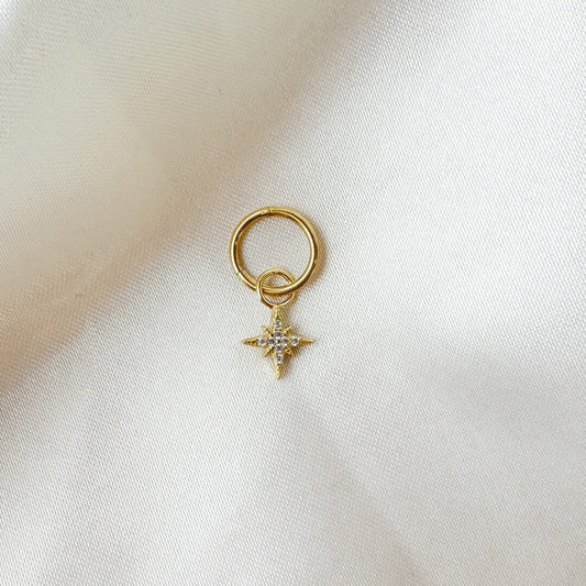 16g 14g Dainty North Star Hoop Belly Ring, Stainless steel silver or gold, belly piercings, 8mm or 10mm, Hoop Piercing, belly hoop