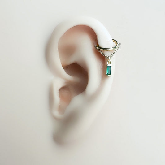 16g 18g 8mm 10mm Emerald Implant Grade Titanium Chain Gem Helix Hoop, septum ring piercing F128, conch hoop, gold hoop, silver hoop