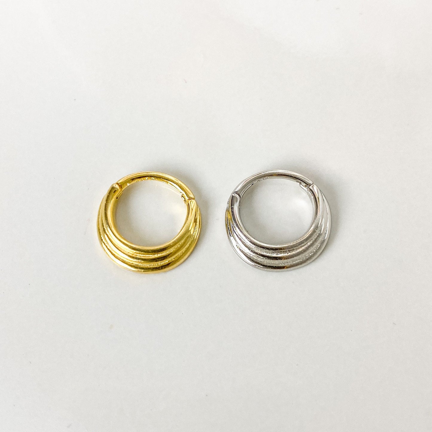 Dainty coin 18k gold plated sterling silver daith hoop, daith huggie, hoop huggies, cartilage piercing, cartilage earrings, helix hoops