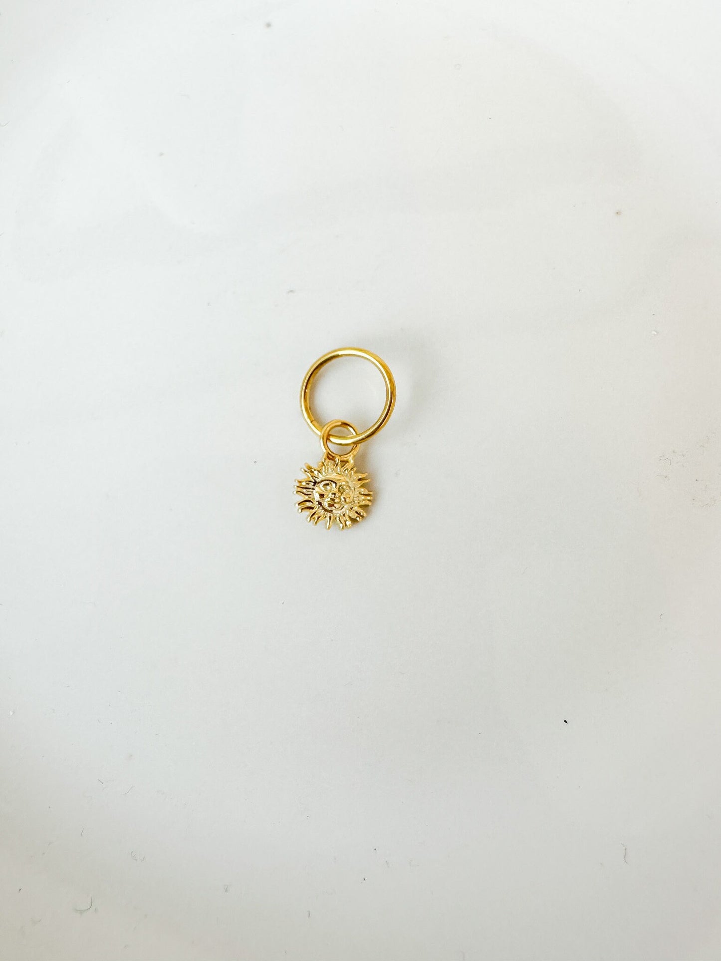 16g 14g Celestial Sun Charm Hoop Belly Ring, Stainless steel silver or gold, belly piercings, 8mm or 10mm, Hoop Piercing, belly hoop