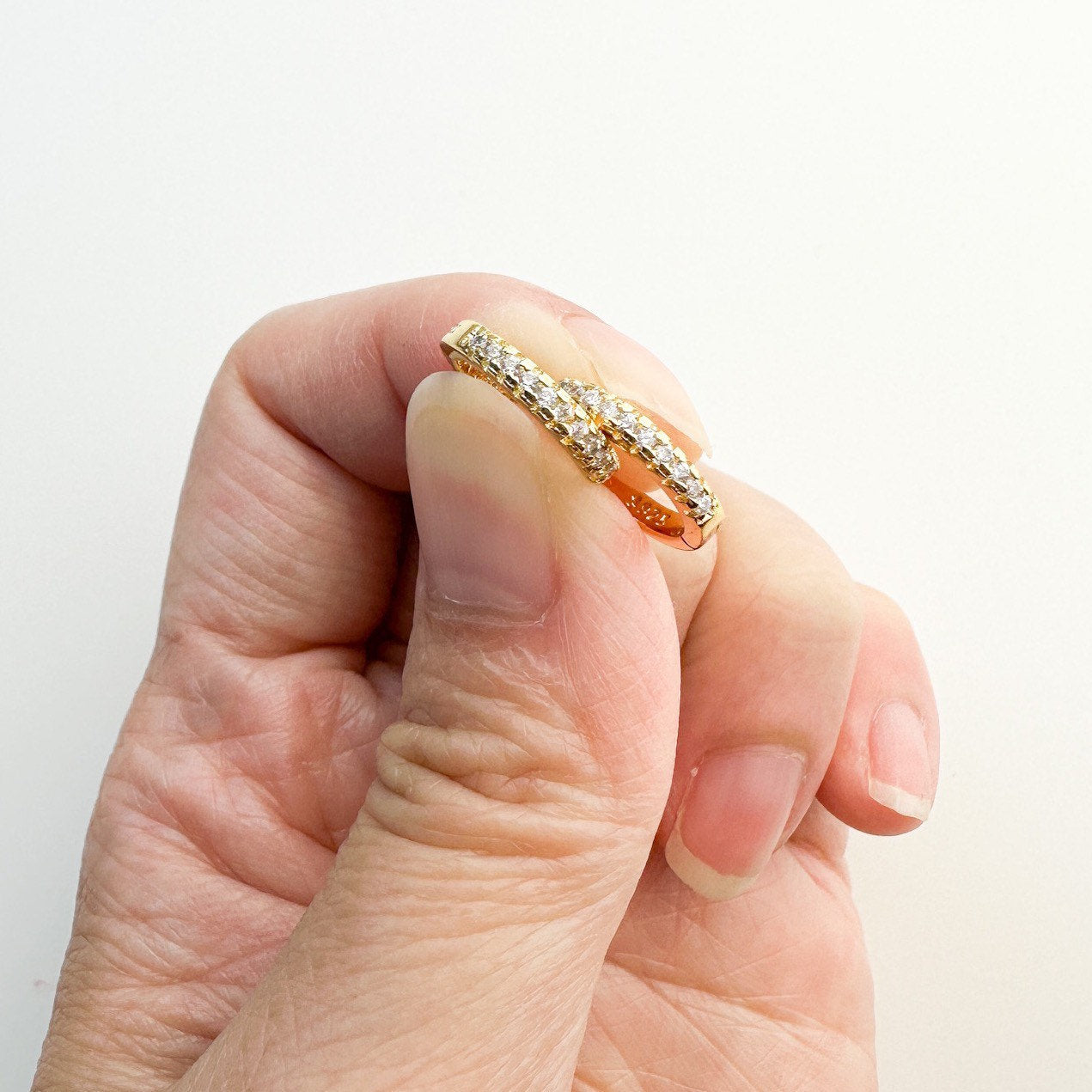 Dainty CZ studded hoops gold plated over sterling silver cz hoop earrings round huggie hoop earrings cartilage hoop gold dainty hoop huggie