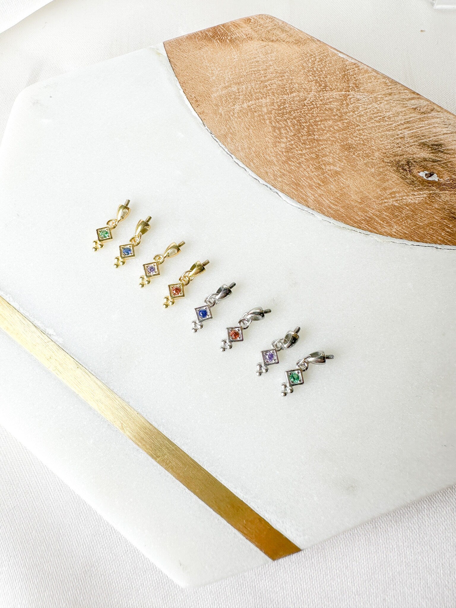 Dainty F136 Titanium 16G Lena Screw Flat Back Vertical Helix Piercing Cartilage Stud Earring, Vertical rook piercing, hidden rook piercing