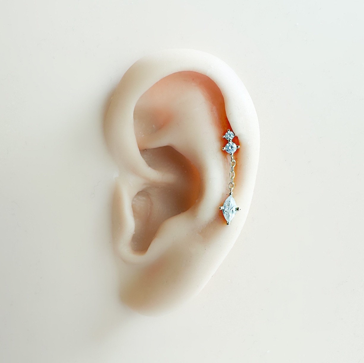 Dainty CZ Dangle Earring 18k plated sterling silver mini studs, cartilage studs, mini gold studs, tiny studs, helix earring, ear piercing