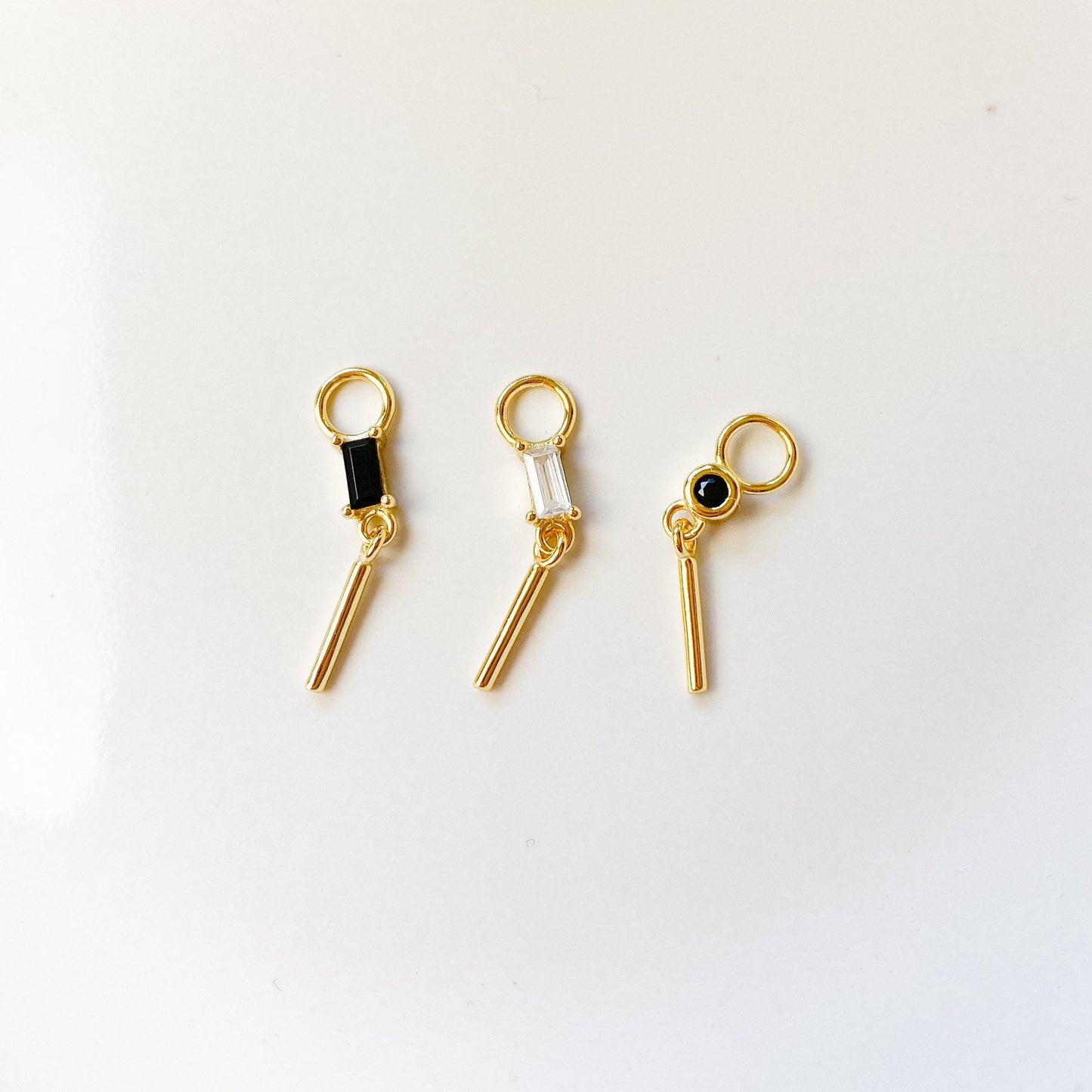 Dainty Bar Hoop Dangle Charm, sterling silver, 18k gold plated rook hoop, rook huggie, hoop huggies, cartilage piercing, helix hoop charm