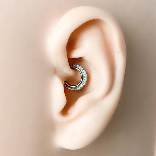 Dainty Cz row 18k gold plated sterling silver daith hoop, daith huggie, hoop huggies, cartilage piercing, cartilage earrings, helix hoops