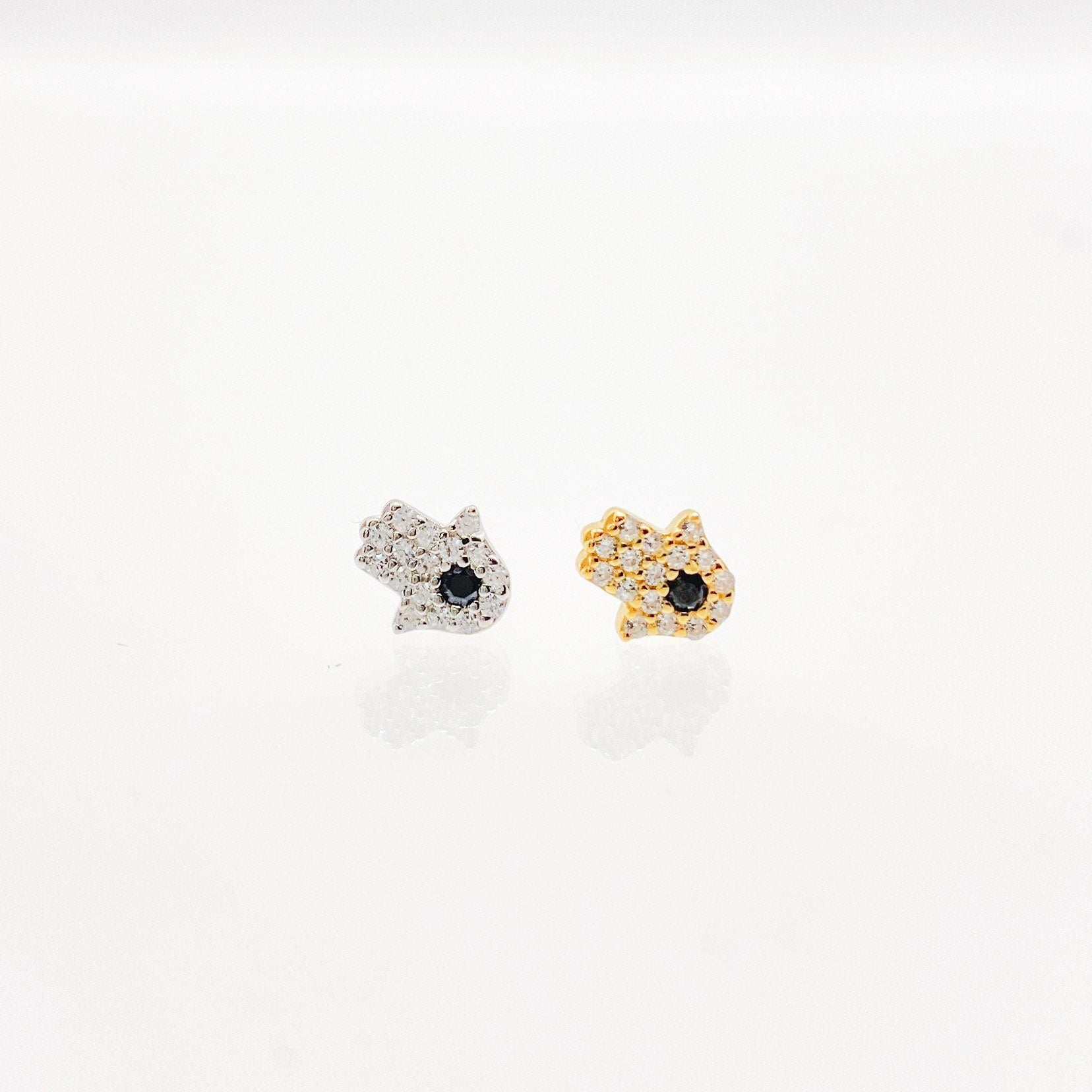 Mini hamsa hand studs cz mini studs cartilage piercing helix studs cartilage jewelry small hamsa earring