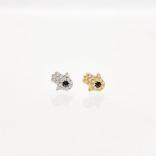 Mini hamsa hand studs cz mini studs cartilage piercing helix studs cartilage jewelry small hamsa earring