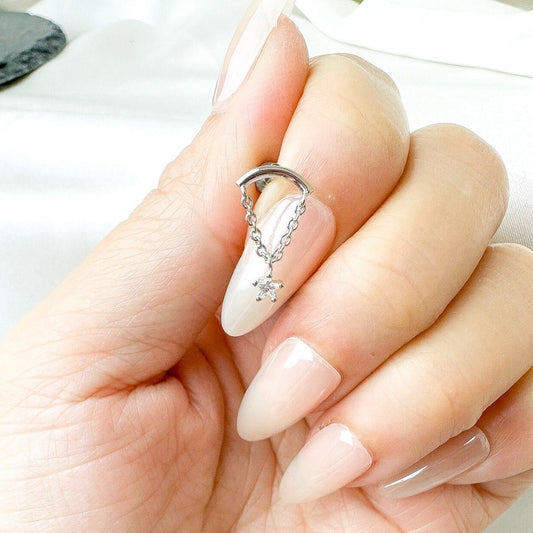 Hidden Helix Star Piercing 16g F136 Implant Grade Titanium, flat piercing, helix labret, hidden rook piercing