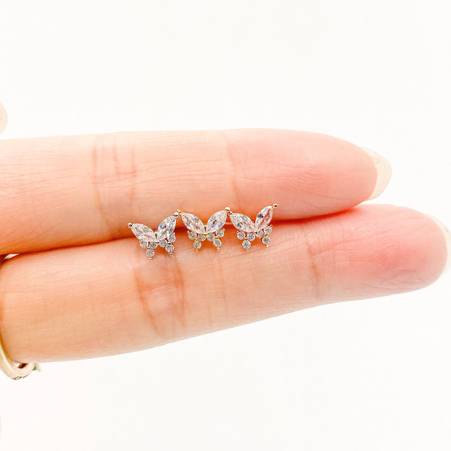 Mini monarch butterfly stud, butterfly earrings, 16 gauge, surgical steel piercing, helix earrings, conch jewelry