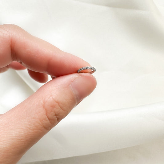 16g 6mm Crystal Paved Rose Gold Clicker Hoop for Cartilage, Helix, Rook, Lobe, Tragus, Hypoallergenic 316L Surgical Steel, Non-Tarnish