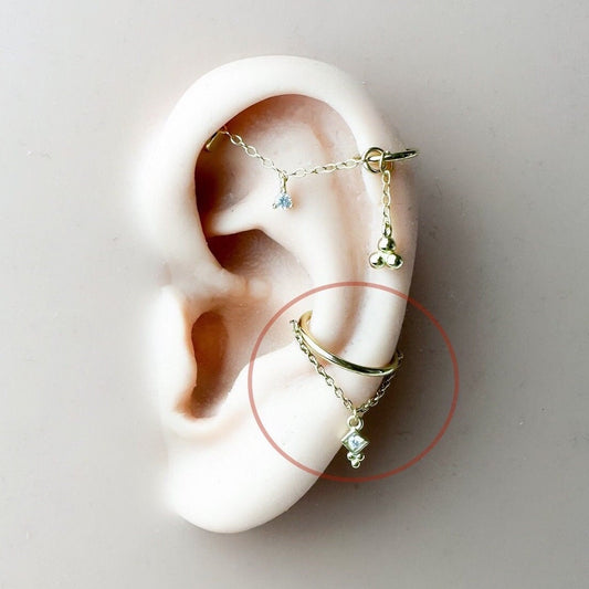 16g 18g 6mm 8mm 10mm 12mm Lena Charm Implant Grade F136 Titanium Chain Gem Hoop conch, piercing, conch hoop, gold hoop, silver hoop