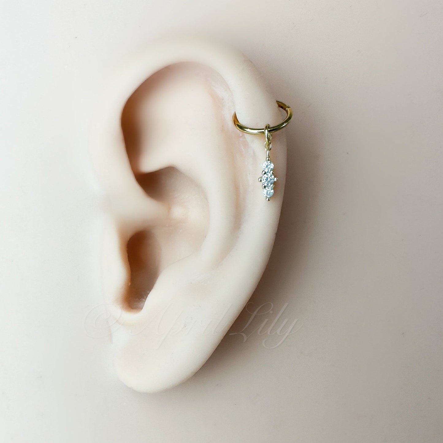 Dainty Hera CZ Dangle Helix Hoop Charm, sterling silver, 316L Surgical Steel piercing, hoop huggies, cartilage piercing, helix piercing