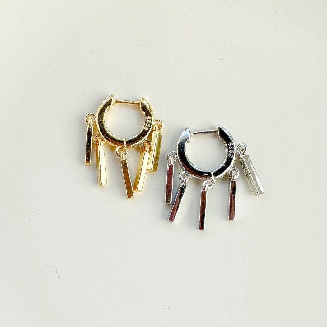 Sterling Silver Cascading bar helix hoop, Cartilage Hoop Earrings, hoop huggies, cartilage piercing, tiny hoops, helix hoops, small hoops