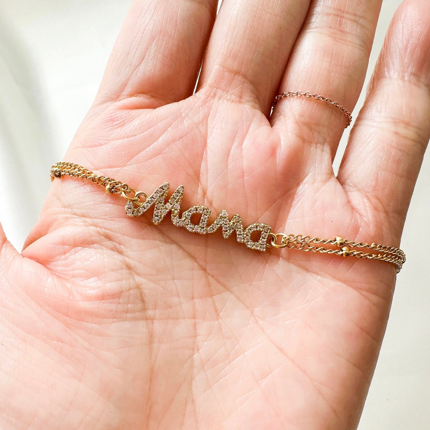 Pave Mama Bracelet - Mama Bracelet - Mom Bracelet - Chain Bracelet