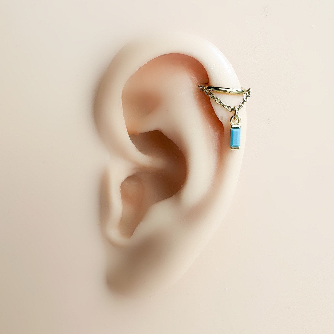 16g 18g 8mm 10mm Emerald Implant Grade Titanium Chain Gem Helix Hoop, septum ring piercing F128, conch hoop, gold hoop, silver hoop