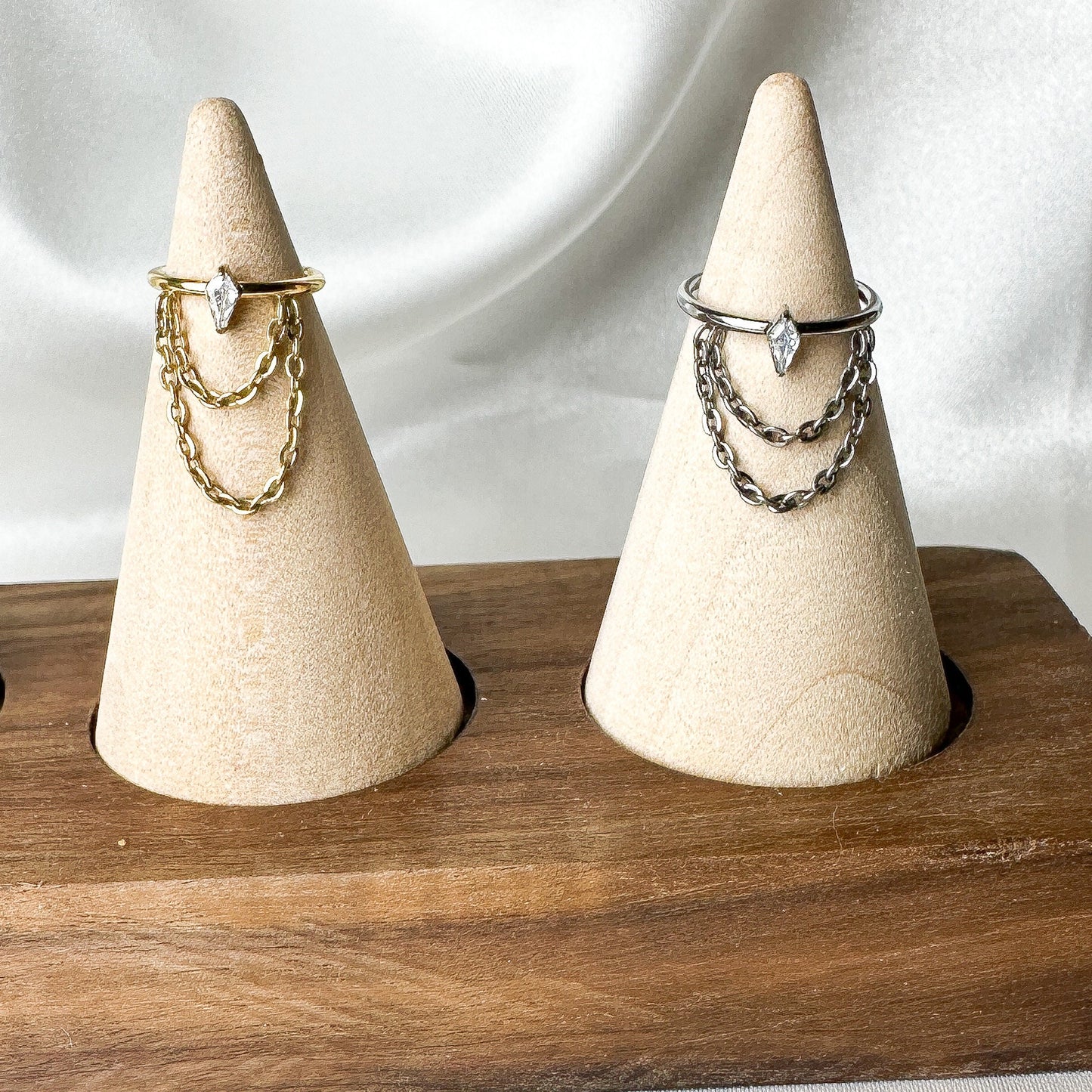 16g 8mm 10mm 12mm Kite Diamond CZ  Charm Double Chain Titanium G23 Conch or Helix Hoop, titanium piercings, gold hoop, silver hoop