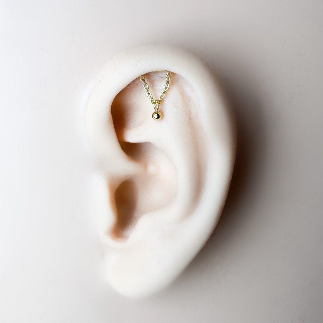 Rose Gold Hidden Helix Simple Dainty Ball Chain Piercing 16g F136 Implant Grade Titanium, flat piercing, helix labret, hidden rook piercing