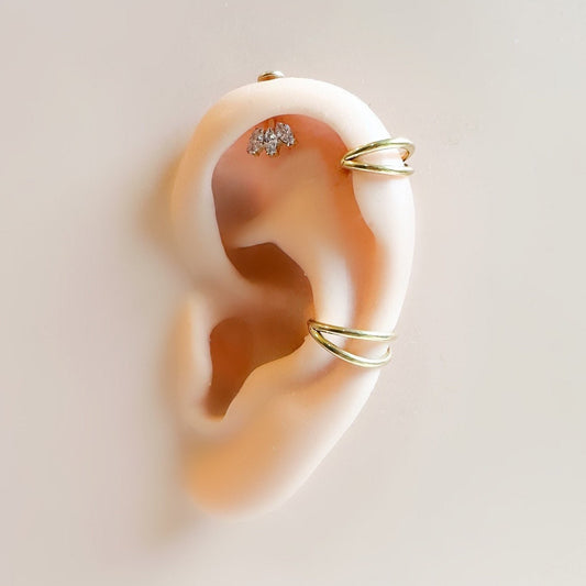 Minimalist ASTM F136 Titanium 16G Marquise CZ Screw Flat Back Vertical Helix Piercing Cartilage Stud Earring