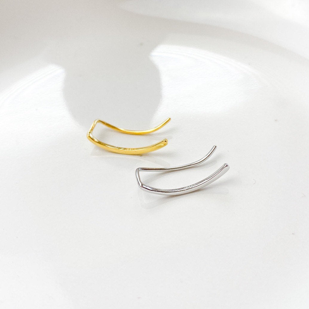 Dainty ear climber, sterling silver ear climbers, gold ear climber, ear jackets, silver ear climber, ear crawler