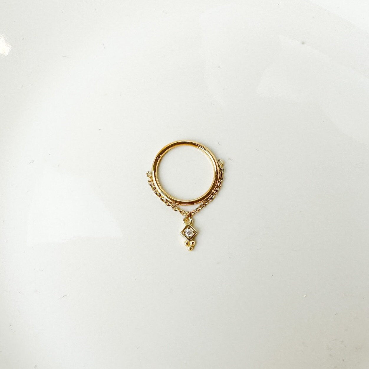 16g 18g 6mm 8mm 10mm 12mm Lena Charm Implant Grade F136 Titanium Chain Gem Hoop conch, titanium piercing, conch hoop, gold hoop, silver hoop