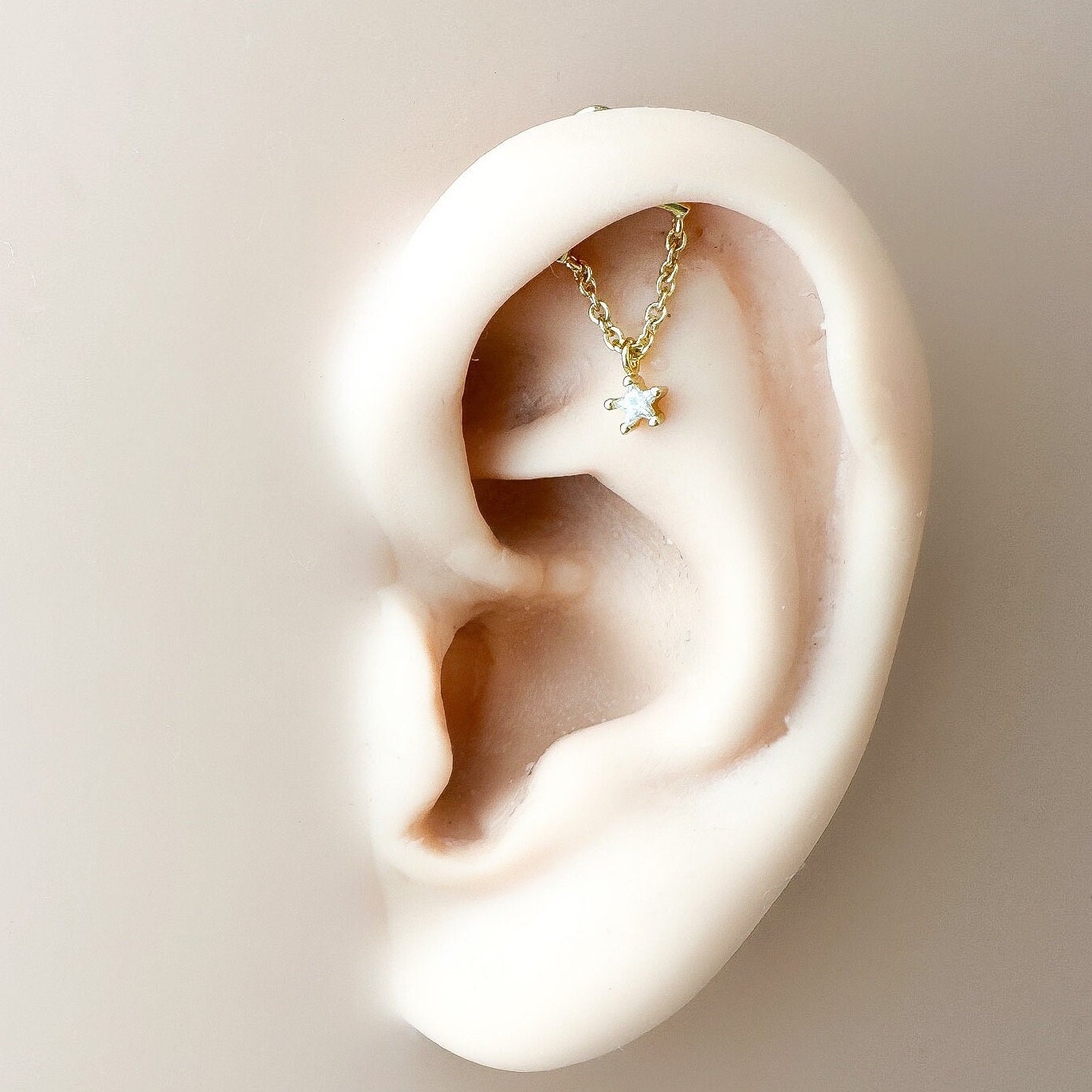 Hidden Helix Star Piercing 16g F136 Implant Grade Titanium, flat piercing, helix labret, hidden rook piercing