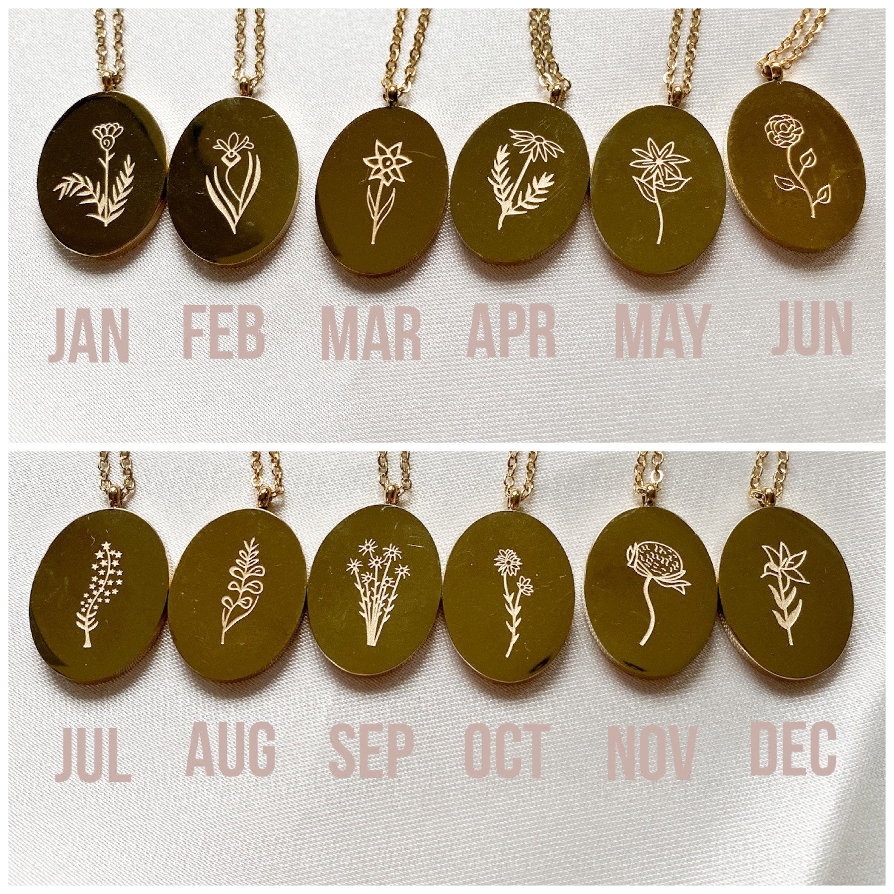 18K Gold Birth Flower Necklace, Floral Necklace, FlowerNecklace, Floral Zodiac, Birth Month Flower Necklace,Personalize WATERPROOF Jewelry