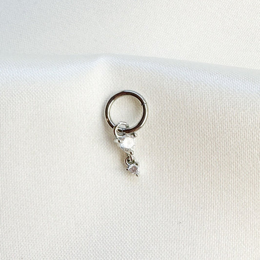 16g 18g 6mm 8mm Dainty Dangle Hoop Charm, sterling silver, 18k gold plated rook hoop, hoop huggies, cartilage piercing, helix hoop charm