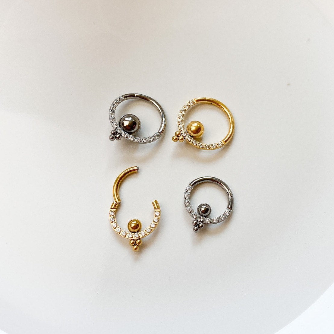 16g Titanium Luna Hoop, daith hoop, septum ring, septum hoop, daith huggie, hoop huggies, cartilage piercing, clicker piercing,