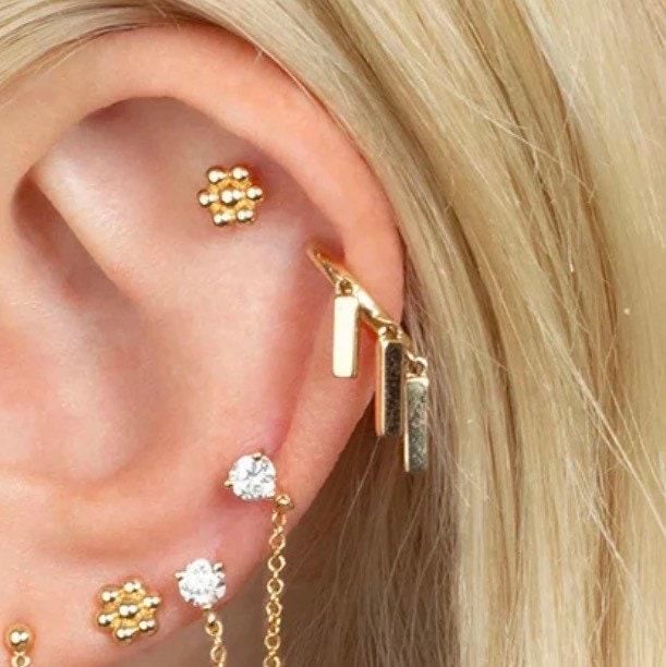 Sterling Silver Cascading bar helix hoop, Cartilage Hoop Earrings, hoop huggies, cartilage piercing, tiny hoops, helix hoops, small hoops