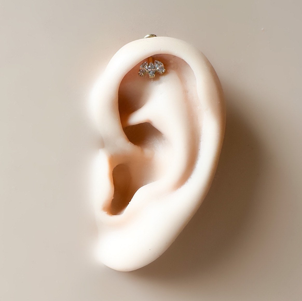 Minimalist ASTM F136 Titanium 16G Marquise CZ Screw Flat Back Vertical Helix Piercing Cartilage Stud Earring