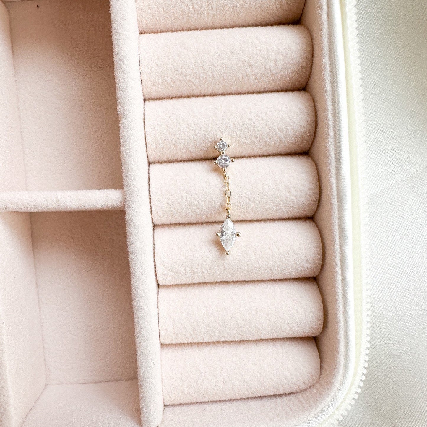 Dainty CZ Dangle Earring 18k plated sterling silver mini studs, cartilage studs, mini gold studs, tiny studs, helix earring, ear piercing