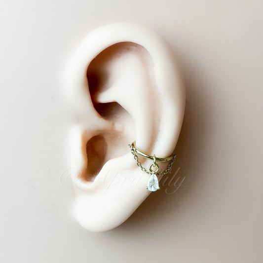 16g 18g 6mm 8mm 10mm 12mm Diamond CZ Cleo Charm Implant Grade F136 Titanium Chain Gem Hoop conch, helix hoop, gold hoop, silver hoop