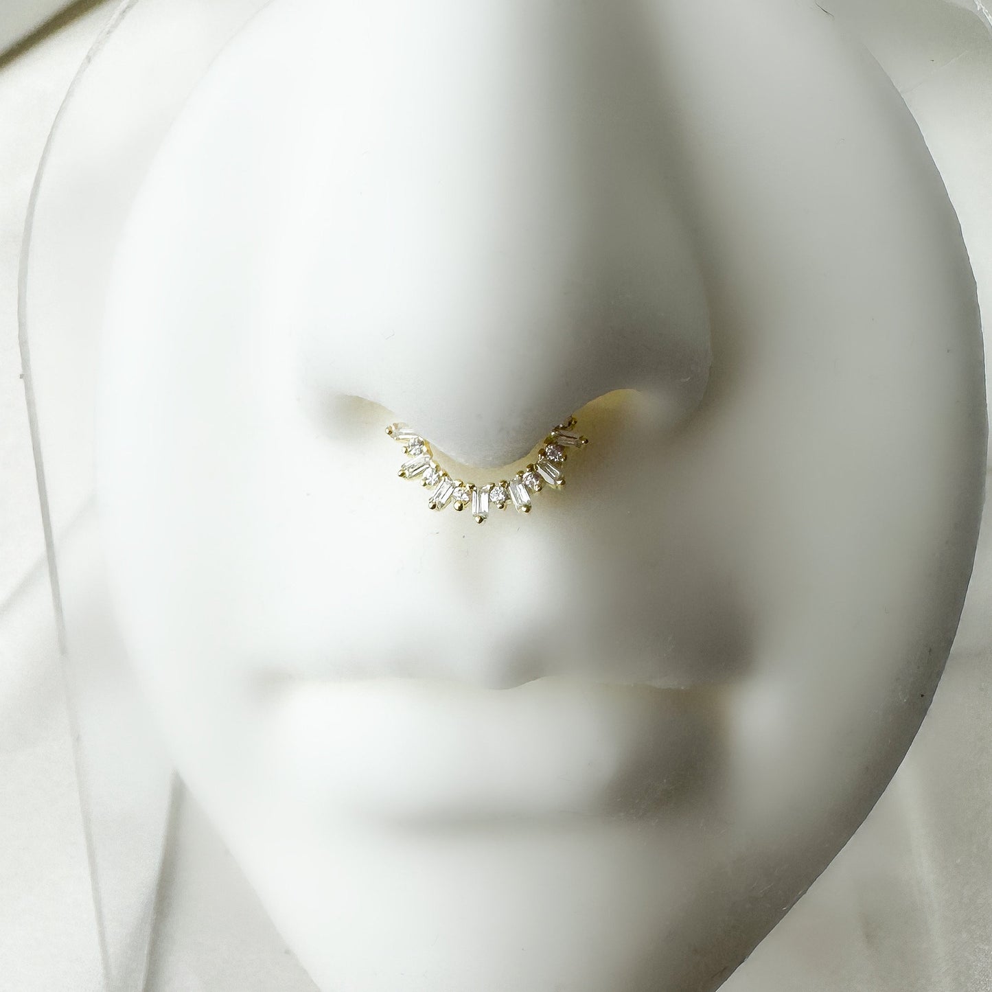 Dainty Cluster Rhinestone Accents 18k gold plated sterling silver daith hoop, septum piercing, nose ring, daith piercing