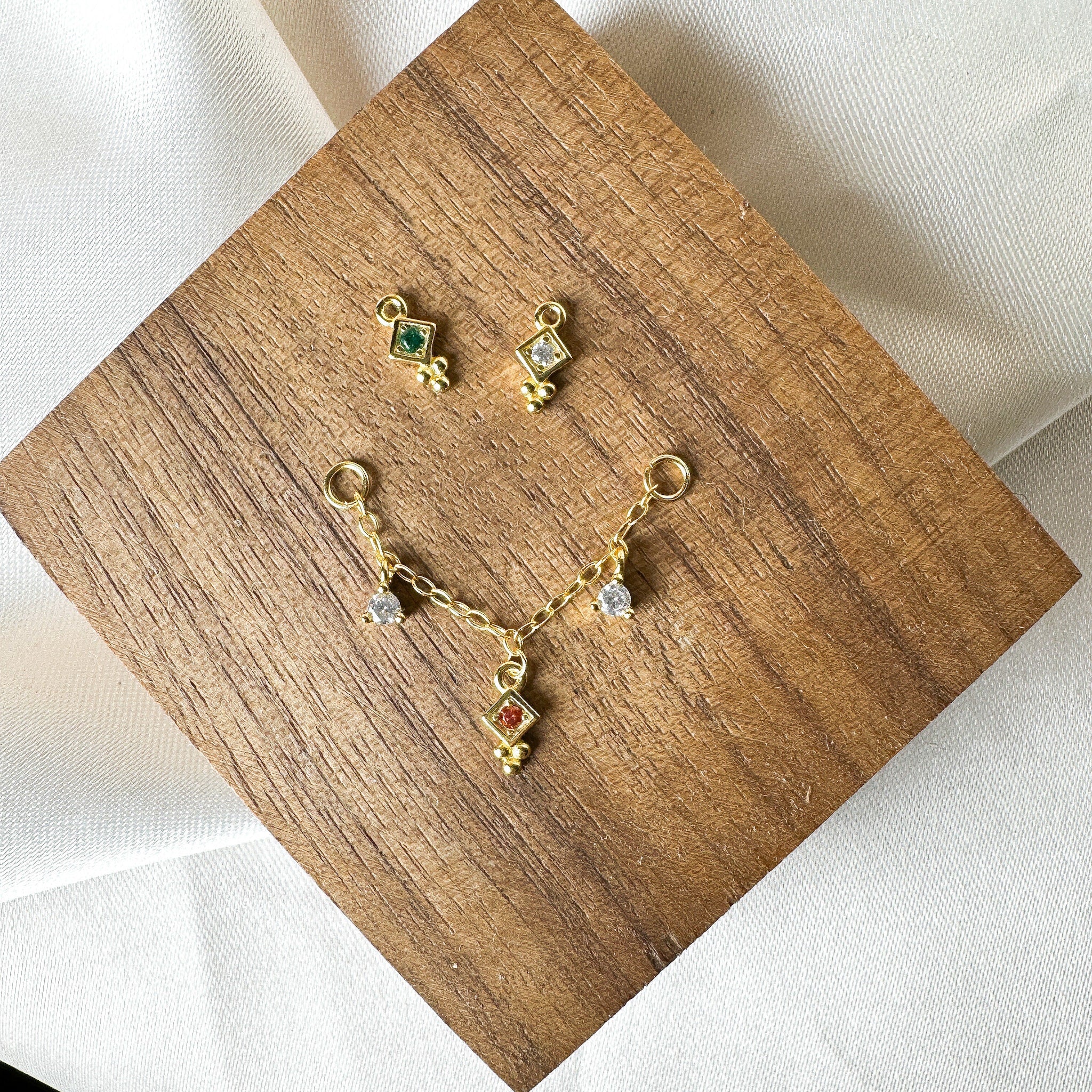 Industrial Barbell Orange Lena Charm Chain (only) for Piercing, Helix Chain Piercing, Chain Earring, Conch Chain Piercing 14g, 16g, 18g