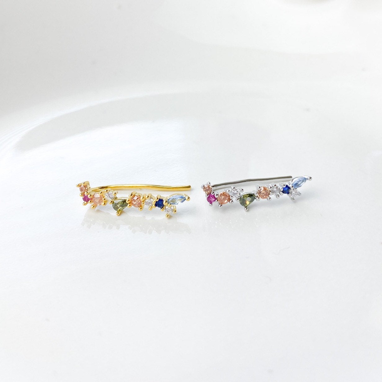 Dainty sweet ear climber, sterling silver ear climbers, gold ear climber, ear jackets, silver ear climber, ear crawler