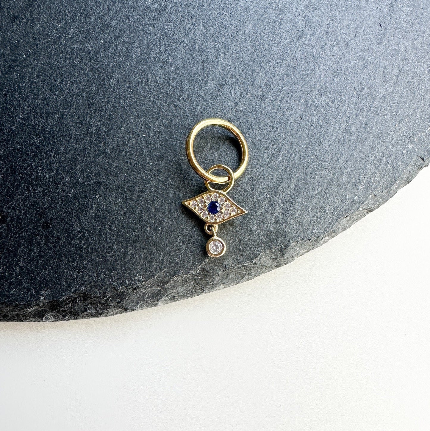 16g 14g Dainty Evil Eye Hoop Belly Ring, Stainless steel silver or gold, belly piercings, 8mm or 10mm, Hoop Piercing, Hamsa Piercing